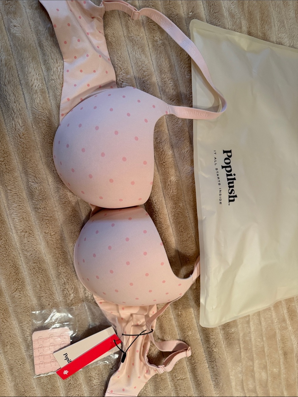 Popilush Seamless Light Pink Polka Dot T-Shirt Bra
